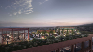 Bildet viser takterrassen som kommer i næringsprosjektet Vitaminen på Storo.